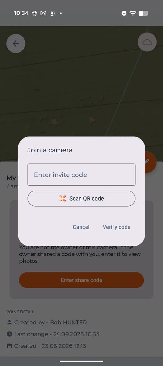Inserimento del codice di invito o scansione del QR.