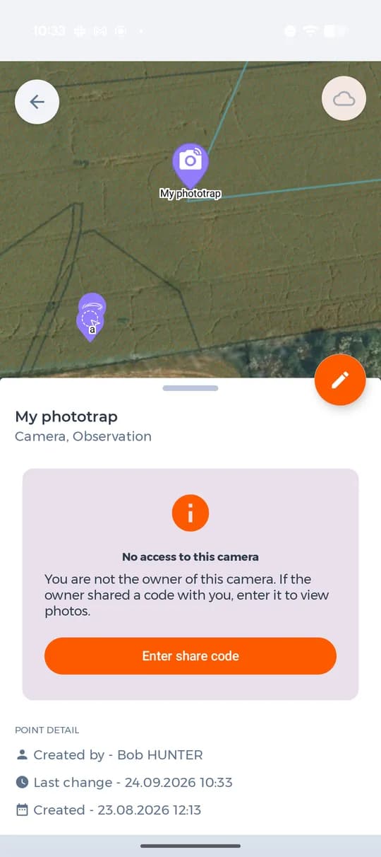 Una fototrappola senza accesso sulla mappa di un altro.