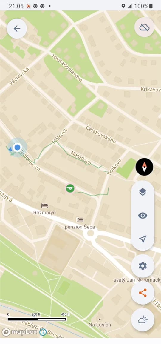 La traccia del cane accanto alla propria posizione.