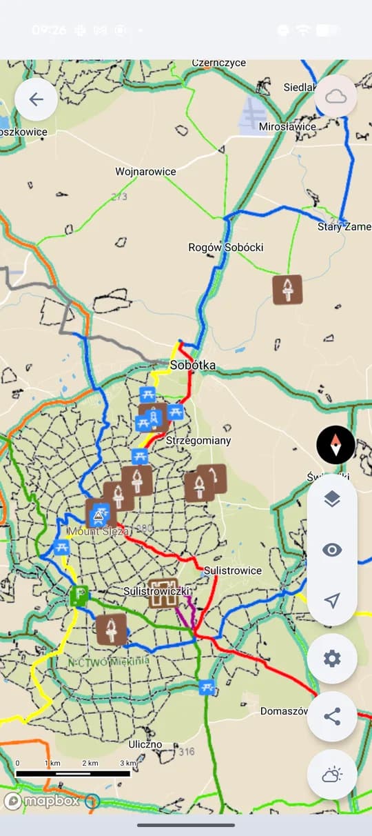 Mappa venatoria con strade, strutture e terreno (Polonia).