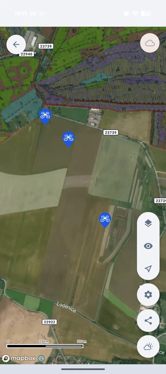 I punti del drone sulla mappa della riserva — ogni scatto ha il suo posto.