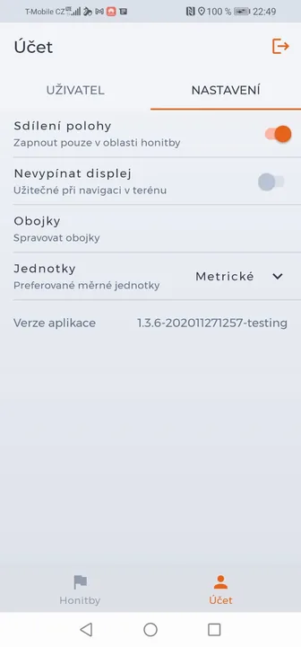 Schermata dell'app HUNTERRA