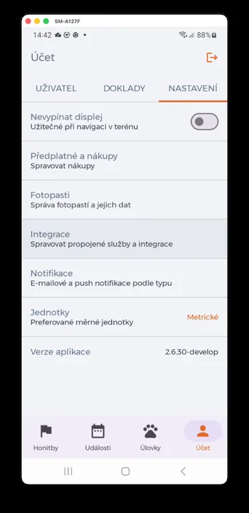 Schermata dell'app HUNTERRA