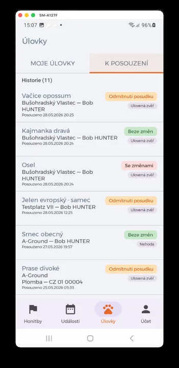 Schermata dell'app HUNTERRA