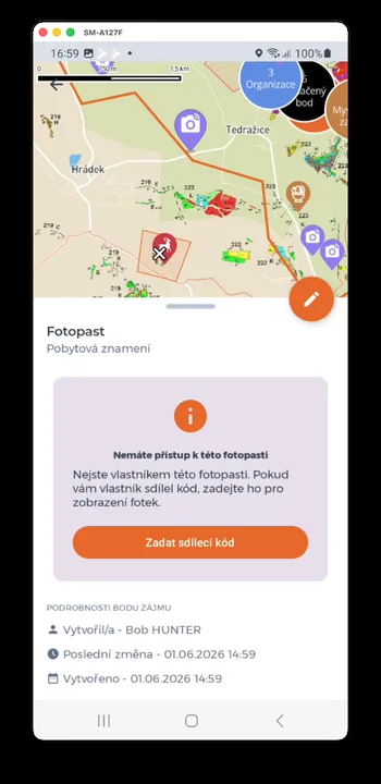 Schermata dell'app HUNTERRA